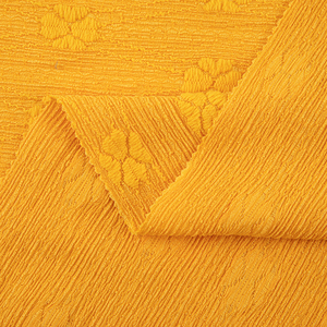 Premium Floral Jacquard Liverpool Tela ecológica 98% Poliéster 2% <span class=keywords><strong>Spandex</strong></span> Textil amarillo estirable para diseño de moda - Product Image 3