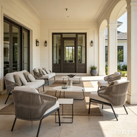 Canapé de Jardin Personnalisé Aluminium Tressé Main avec Coussin pour Hôtel Resort Terrasse