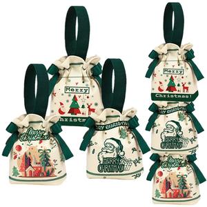 Bolsa de algodón de Feliz Navidad con precio de fábrica al por mayor, popular, tamaño disponible, cierre de hombro de caramelo, bolsa de compras personalizable - Product Image 2