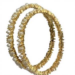 Classy Premium Quality Gold Plated Imitation Pearl <b>Bangles</b> Women's Classic Wedding Jewelry Alloy Bracelets <b>Set</b> - Product Image 2