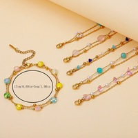 Pulseras de Cadena y Eslabones de Acero Inoxidable con Perlas Florales y Piedras Preciosas Naturales para Uso Diario Informal Estilo Boho