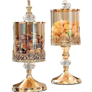 Light Luxury European American Crystal Glass <b>Storage</b> <b>Jar</b> Modern Lace Candy <b>Jar</b> Lid <b>for</b> Living Room Coffee Table <b>Kitchen</b> Parties - Product Image 5