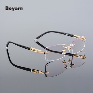 Montatura per Occhiali Senza Montatura in Lega Ottica con Taglio Diamantato e <span class=keywords><strong>Lenti</strong></span> Graduate con Tinta Sfumata Grigia - Product Image 3