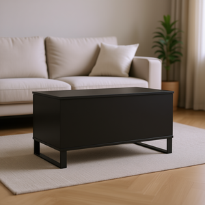 <b>Black</b> Engineered Wood Coffee Table With Metal <b>Frame</b> Storage Living Room Furniture Modern Minimalist Design D0100XUAY4T - Product Image 2