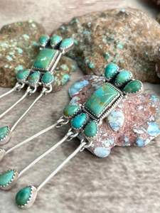 HANDMADE 925 Sterling <b>Silver</b> Kingman Turquoise Drop <b>Earrings</b> for <b>Wedding</b> Party & Gift - Product Image 4