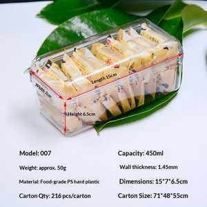 กล่องอาหารพลาสติกทรงสี่เหลี่ยมมุมโค้งใส ผนังหนา 15×7×6.5 ซม. กล่องแข็งทนทานสำหรับใส่ขนม บิสกิต อาหารแห้ง ของขวัญ บรรจุภัณฑ์โชว์สินค้า - Product Image 4
