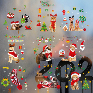 Pegatinas Navideñas para Ventanas con Diseño de Gato, PVC Impermeable, Decoración Festiva, Forma Irregular SKJD2312 - Product Image 3