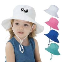 Topi Pantai Musim Panas Anak Balita Anti UV 50+ Sablon Sutra Tahan Lama, Model Bucket Bertepi Lebar untuk Bermain di Luar Ruangan - Anak Laki-laki