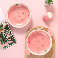 Série rose Vaisselle chinoise de haute valeur, ensembles de vaisselle à la fraise, vaisselle mignonne pour filles