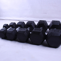 Équipement d'entraînement de puissance de gymnastique 10kg poids en acier revêtus de caoutchouc en livres d'haltères hexagonales ensembles 40kg