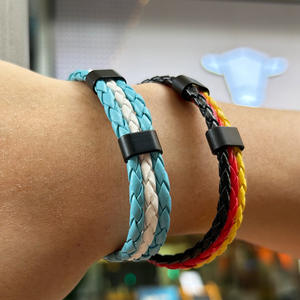 Bracelet en cuir tressé tendance 2026 aux couleurs du drapeau des États-Unis, du Canada et du Mexique pour hommes et femmes, fans d'Argentine - Product Image 1