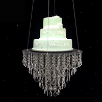 Support à gâteau de mariage moderne de luxe avec perles de cristal suspendues, support de table en acrylique transparent de haute qualité, montage facile