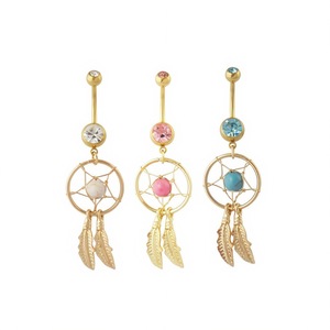 Atrapasueños de estilo bohemio para ombligo, anillo turquesa para el ombligo, punción de acero inoxidable, fabricante de joyas, venta al por mayor, Anillo para el vientre - Product Image 1