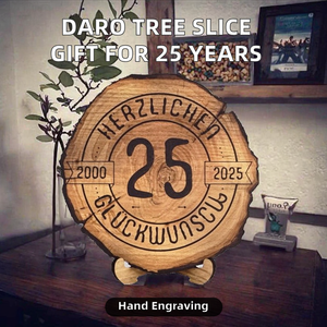 DARO Design - Grabado en Rodaja de Madera para el 25.º Aniversario de la Empresa, Regalo de Aniversario Empresarial, Hecho a Mano, Rústico, 6 mm de Grosor, 20 cm de Diámetro - Product Image 2