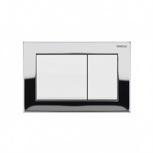 Placa de Control Omega 20 Cuadrada de 2 Botones, Acabado Cromado Satinado con Borde Inferior Cromado - Product Image 3