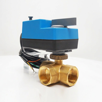 Vannes de régulation de débit d'eau froide et chaude Winvall 20s, actionneur électrique 24VDC/AC, vannes en laiton motorisées, vanne à bille 3 voies avec filetage BSP