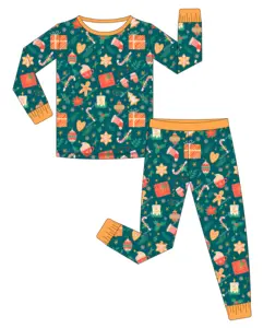 Christmas candy ice cream pattern bamboo baby clothes newborn girl 2pcs set