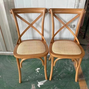 Silla de Hotel Clásica con Respaldo en X, Silla de Comedor Apilable con Asiento de Ratán para Banquetes, Bodas, Restaurantes, Eventos, Mobiliario para Hostelería - Product Image 3