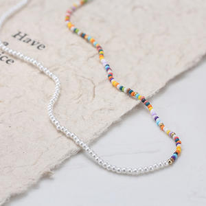 S925スターリングシルバービンテージネックレス幾何学模様シェルビーズ色女性用ガラスビーズ - Product Image 3