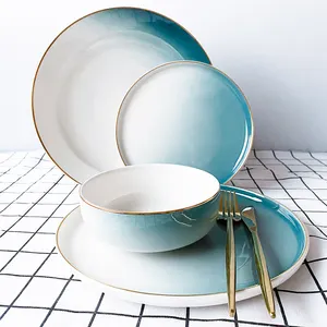 wholesale japanese tableware luxury dinner set ceramic tableware gold Christmas dinnerset