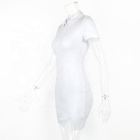 Nouvelle Robe Moulante d'Été à Col Polo, Sexy et de Haute Qualité, en Maille Sportive à Manches Courtes
