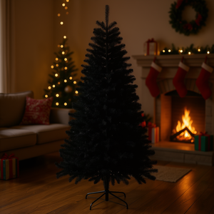 Árbol de Navidad Artificial Negro de 9 pies con 2132 Puntas de Ramas, Base de Acero de Apertura Automática, Decoración Navideña para Interiores - Product Image 2