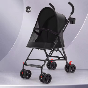 Chariot pour animaux de compagnie pour petits chiens et chats, léger, pliable, en métal, design parapluie à 8 roues avec grand espace pour une utilisation en extérieur - Product Image 5