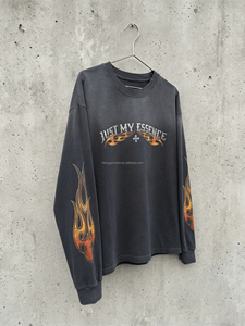 เสื้อยืดคอตตอนหนาน้ำหนักมากสไตล์วินเทจจากผู้ผลิต รับสกรีนโลโก้ เสื้อยืดคอกลมแขนยาวผู้ชายแบบพื้นฐาน - Product Image 3