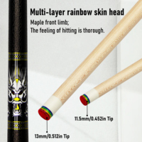 Tongkat Biliar Maple Kelas Atas 12.5mm Ujung Pelangi dengan Sambungan Uni-loc Tongkat Biliar Motif Unik