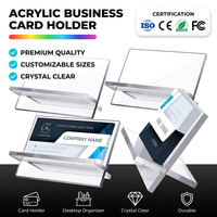 Porte-cartes de visite en acrylique personnalisé, robuste, en plastique transparent, présentoir de cartes de visite, support de bureau, organisateur pour exposition