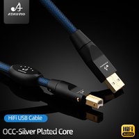 Kabel Audio USB Hi-end OCC Konduktor Berlapis Perak Kombinasi Jaket PVC/Nylon Konektor USB-C B Male-Male Komputer Laptop