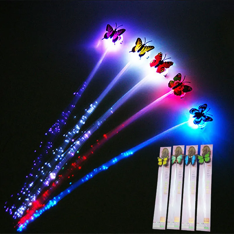 Rave Party Favor Light Up Haar Mode Leuchtende Kunststoff faser Hochzeit Led Schmetterling Haar