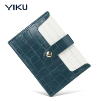 YIKU dompet kartu kredit kulit PU minimalis, pemegang kartu kredit minimalis tekstur buaya ramping pasokan pabrik