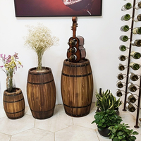 Set Tong Oak antik Modern untuk pernikahan, properti tong anggur merah tinggi 40cm/60cm/80cm untuk pernikahan bahan kayu ember es bak minuman