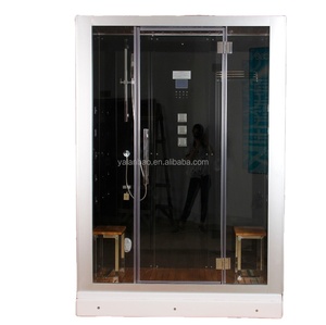 Cabine de douche vapeur autoportante en verre trempé acrylique avec jets de massage corporel et sauna humide - Product Image 1