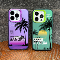 Coque de téléphone portable INS Coconut Tree Colorful Silver pour iPhone 16 Plus 15 Pro Max 14 13, coque arrière transparente IMD