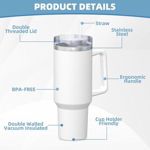 Gobelet isotherme personnalisé de 40 oz avec photo, texte et logo, tasse de voyage avec poignée et paille, en acier inoxydable, en stock, bouteille d'eau - Product Image 6