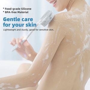 Brosses de bain 2-en-1 à double tête avec long manche, exfoliantes en silicone pour le corps, pour le nettoyage sous la douche - Product Image 2