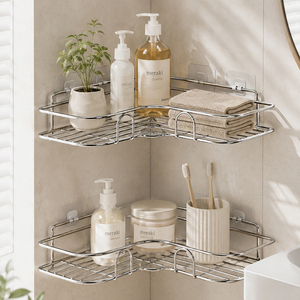 <span class=keywords><strong>Estantes</strong></span> Adhesivos de Esquina <span class=keywords><strong>para</strong></span> Especias, Organizador de Baño de Acero Inoxidable Resistente al Óxido, Estante de Pared sin Perforaciones, Paquete de 2 - Product Image 4