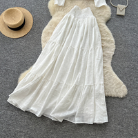 Ensemble jupe longue à volants taille haute et haut court à manches bouffantes à col carré, style romantique français, pour femme, idéal pour les vacances d'été