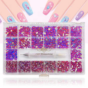 Cristales de <span class=keywords><strong>Uñas</strong></span> al por Mayor CY, Cristales de Vidrio para Decoración de <span class=keywords><strong>Uñas</strong></span>, Accesorios para <span class=keywords><strong>Uñas</strong></span> con Base Plana, Colores Variados - Product Image 1