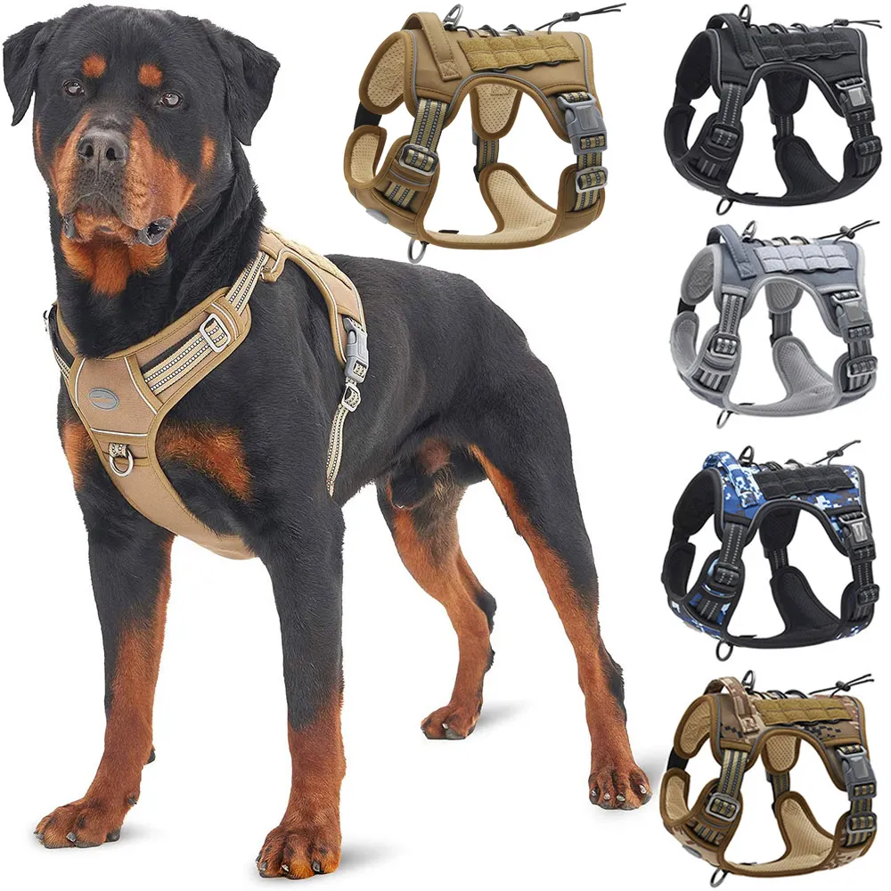 Arnês Tático Reflexivo Para Grandes Cães Pequenos Training Vest Leash Pet Harness E Leash Set Para Luxo Não Pull Dog Harness