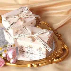 Boîte à bonbons de mariage de luxe en gros RTS, 9,5*7,5*4,6 cm, forme rectangulaire, emballage cadeau en papier avec ruban pour boîtes à papier de fête - Product Image 5