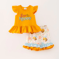 Ensemble deux pièces décontracté printemps-été pour bébé fille : haut à volants à manches courtes et short, motif animalier personnalisé