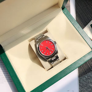 Montre automatique de luxe en acier inoxydable argenté, cadran rouge vibrant, mode, affaires, sport, montre légère - Product Image 2