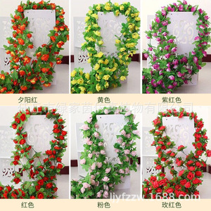Guirlandes de roses artificielles vertes en soie pour décoration murale et de plafond, idéales pour mariages et décoration intérieure - Product Image 5