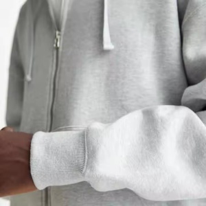 Sweat-shirt à capuche pour homme en coton lourd de haute qualité, fermeture éclair intégrale, double fermeture éclair, surdimensionné, uni, pour la saison de printemps - Product Image 3