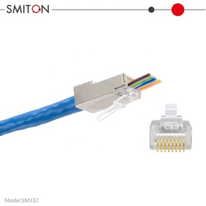 Conector macho Cat <span class=keywords><strong>6</strong></span> de paso de Red chapado en oro FTP <span class=keywords><strong>STP</strong></span> 8P8C RJ45 enchufe modular blindado CAT6 CAT6A RJ45 - Product Image 1