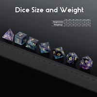 Fluorite violette naturelle 7 pièces RPG jeu de dés pierres précieuses DnD jeu de dés pierre de cristal dés pour donjons et dragons D & D arc-en-ciel