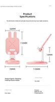 Support de téléphone pliable en forme de lapin mignon, rotatif à 360°, réglable, support de téléphone portable universel pour bureau